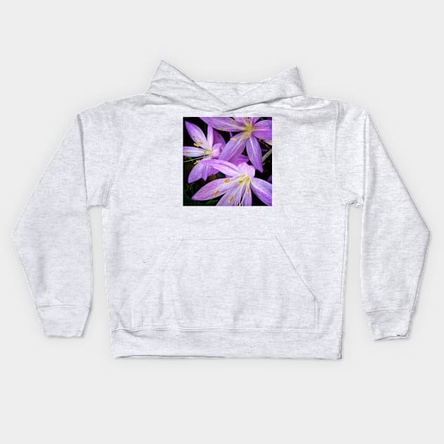 Saffron Crocus Flowers Photography Kids Hoodie by Heatherian